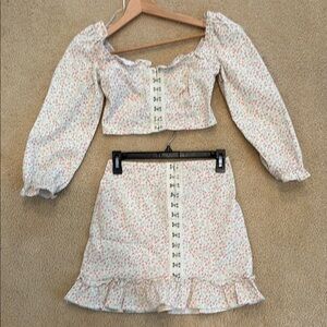 Urban Outfitters Floral Mini Dress Set - White and Pink